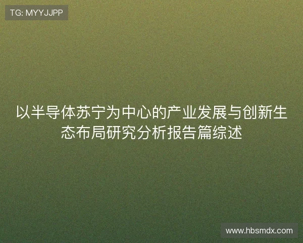 以半导体苏宁为中心的产业发展与创新生态布局研究分析报告篇综述